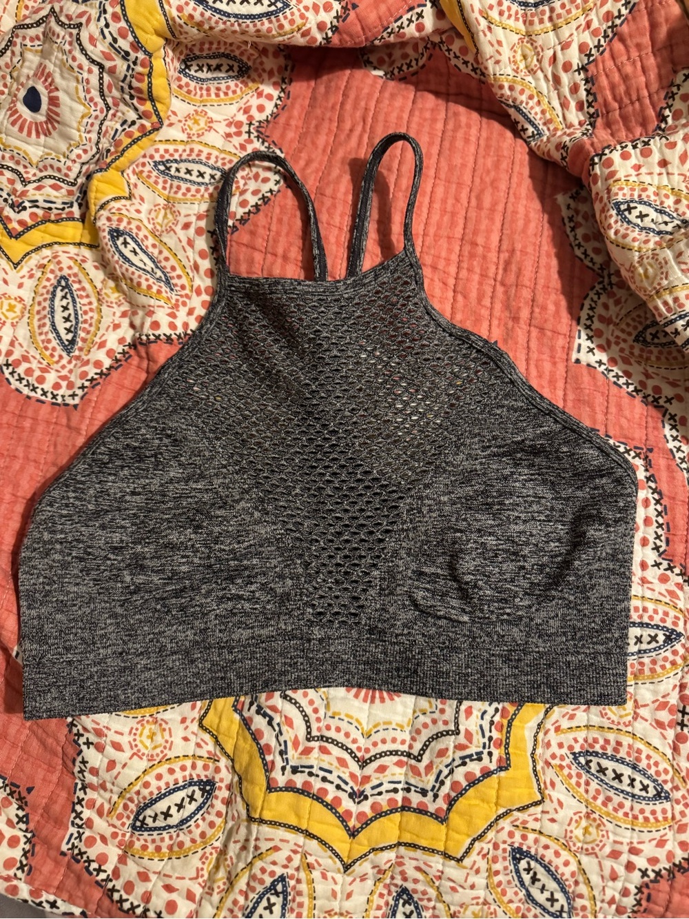 High-Neck Grey Seamless Sports Bralette